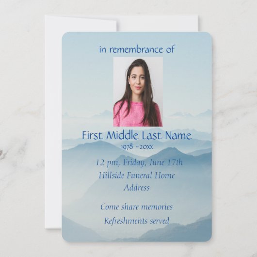 Memorial Service nodigt vreedzame bergen uit Kaart (Achterkant)