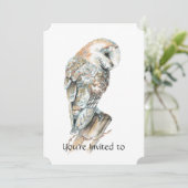 Memorial Service nodigt Waterverf Barn Owl uit Kaart (Staand voorkant)