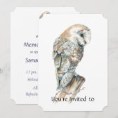 Memorial Service nodigt Waterverf Barn Owl uit Kaart (Voorkant / Achterkant)