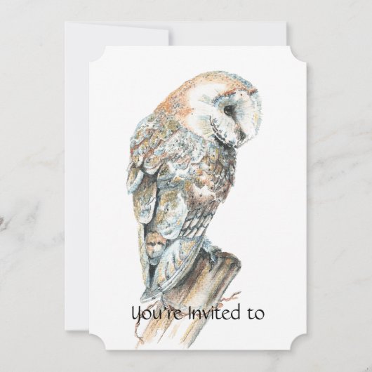 Memorial Service nodigt Waterverf Barn Owl uit Kaart (Voorkant)