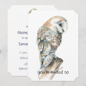Memorial Service nodigt Waterverf Barn Owl uit Kaart (Voorkant / Achterkant)