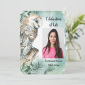 Memorial Service nodigt Waterverf Barn Owl uit Kaart (Staand voorkant)