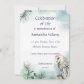 Memorial Service nodigt Waterverf Barn Owl uit Kaart (Achterkant)