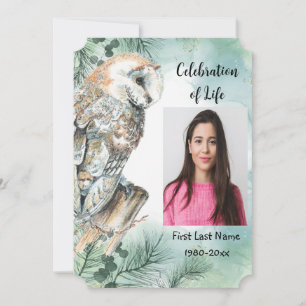 Memorial Service nodigt Waterverf Barn Owl uit Kaart