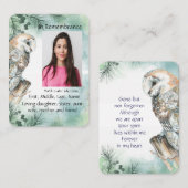 Memorial Service nodigt Waterverf Barn Owl uit Visitekaartje (Voorkant / Achterkant)