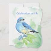 Memorial Service nodigt Waterverf Bluebird Bird ui Kaart (Voorkant)