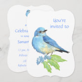 Memorial Service nodigt Waterverf Bluebird Bird ui Kaart (Voorkant / Achterkant)