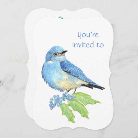 Memorial Service nodigt Waterverf Bluebird Bird ui Kaart (Voorkant / Achterkant)