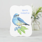 Memorial Service nodigt Waterverf Bluebird Bird ui Kaart (Staand voorkant)