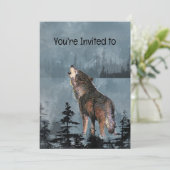 Memorial Service nodigt Waterverf Howling Wolf uit Kaart (Staand voorkant)