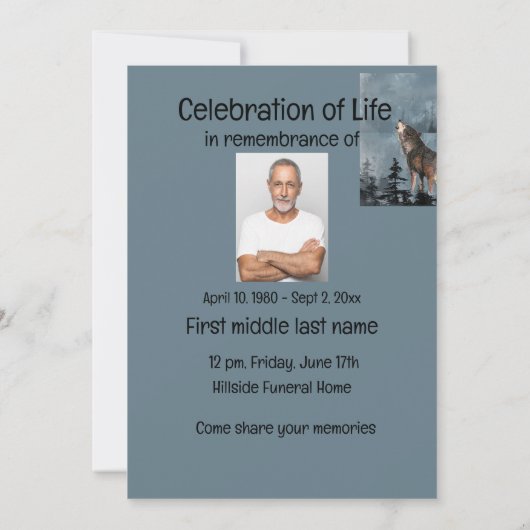 Memorial Service nodigt Waterverf Howling Wolf uit Kaart (Achterkant)