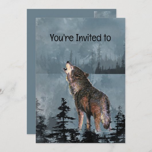 Memorial Service nodigt Waterverf Howling Wolf uit Kaart (Voorkant / Achterkant)