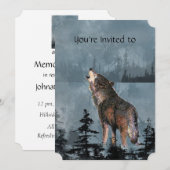 Memorial Service nodigt Waterverf Howling Wolf uit Kaart (Voorkant / Achterkant)