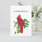 Memorial Service nodigt Waterverf kardinaal vogel Kaart (Staand voorkant)