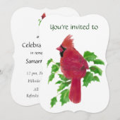 Memorial Service nodigt Waterverf kardinaal vogel Kaart (Voorkant / Achterkant)