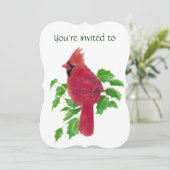 Memorial Service nodigt Waterverf kardinaal vogel Kaart (Staand voorkant)