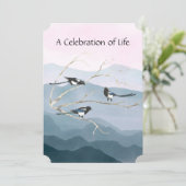 Memorial Service nodigt Waterverf Magpie Bird uit Kaart (Staand voorkant)