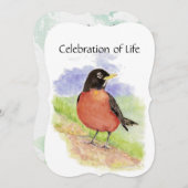 Memorial Service nodigt Waterverf Robin Bird uit Kaart (Voorkant / Achterkant)