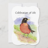 Memorial Service nodigt Waterverf Robin Bird uit Kaart (Voorkant)