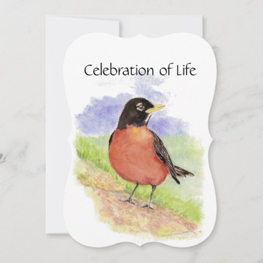 Memorial Service nodigt Waterverf Robin Bird uit Kaart (Voorkant)