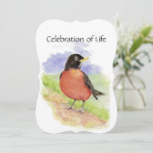 Memorial Service nodigt Waterverf Robin Bird uit Kaart (Staand voorkant)