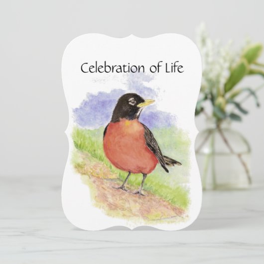 Memorial Service nodigt Waterverf Robin Bird uit Kaart (Staand voorkant)