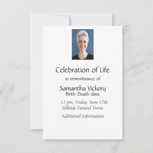 Memorial Service nodigt Waterverf Robin Bird uit Kaart (Achterkant)