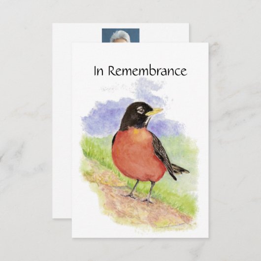 Memorial Service nodigt Waterverf Robin Bird uit Kaart (Voorkant / Achterkant)