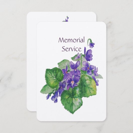 Memorial Service nodigt Waterverf Wild Violet uit Kaart (Voorkant / Achterkant)
