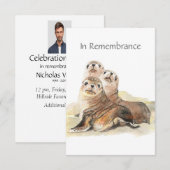 Memorial Service nodigt Waterverf zeehonden uit Kaart (Voorkant / Achterkant)