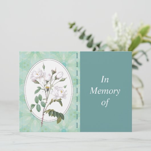 Memorial Service nodigt Wild White Rose Custom uit Kaart (Staand voorkant)