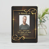 Memorial Service Noite Classic Modern Black Gold Kaart (Staand voorkant)