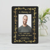 Memorial Service Noite Classic Modern Black Gold Kaart (Staand voorkant)