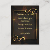 Memorial Service Noite Classic Modern Black Gold Visitekaartje (Achterkant)