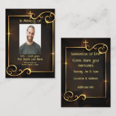 Memorial Service Noite Classic Modern Black Gold Visitekaartje (Voorkant / Achterkant)