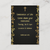 Memorial Service Noite Classic Modern Black Gold Visitekaartje (Achterkant)