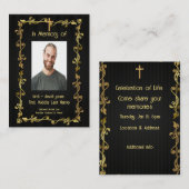 Memorial Service Noite Classic Modern Black Gold Visitekaartje (Voorkant / Achterkant)