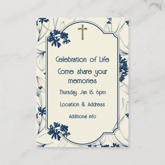 Memorial Service Noite Classic Modern Foliage Visitekaartje (Achterkant)