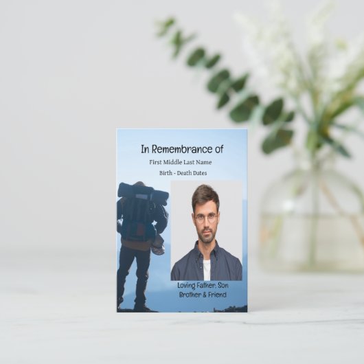 Memorial Service Noite Hiking Trekking Adventureer Visitekaartje (Staand voorkant)