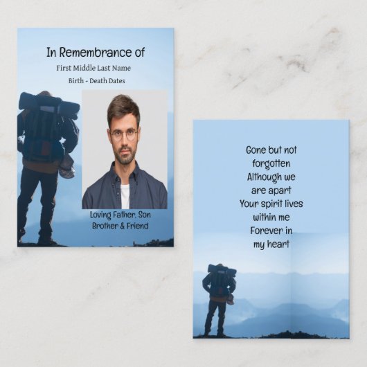 Memorial Service Noite Hiking Trekking Adventureer Visitekaartje (Voorkant / Achterkant)