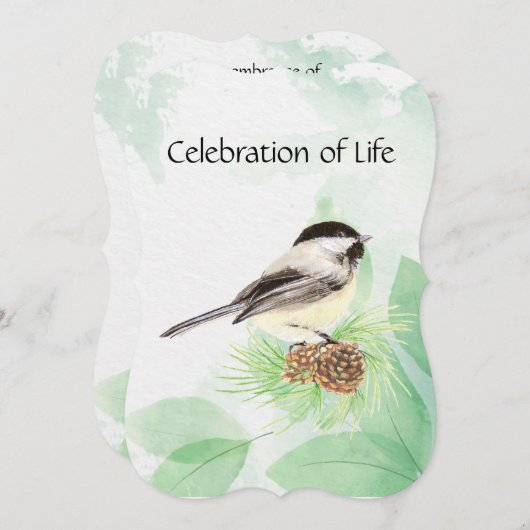 Memorial Service Noite Waterverf Chickadee Bird Kaart (Voorkant / Achterkant)