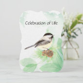 Memorial Service Noite Waterverf Chickadee Bird Kaart (Staand voorkant)