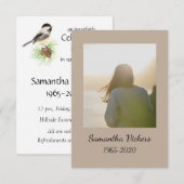 Memorial Service Noite Waterverf Chickadee Kaart (Voorkant / Achterkant)