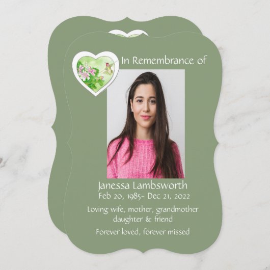 Memorial Service Noite Waterverf Hummingbird Kaart (Voorkant / Achterkant)