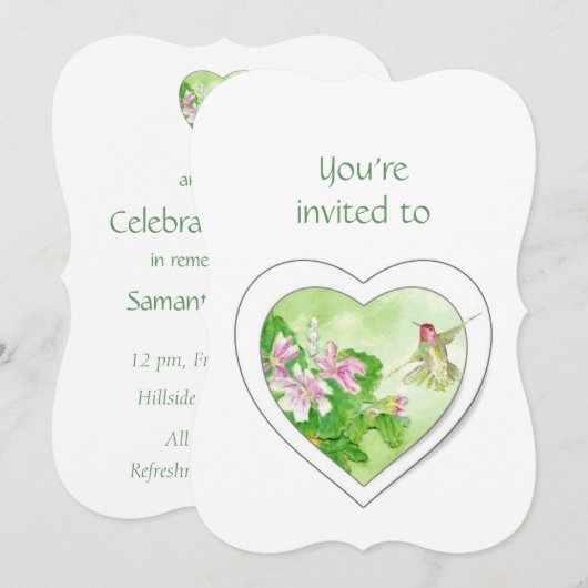 Memorial Service Noite Waterverf Hummingbird Kaart (Voorkant / Achterkant)