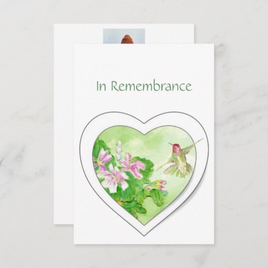 Memorial Service Noite Waterverf Hummingbird Kaart (Voorkant / Achterkant)