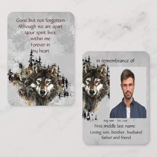 Memorial Service Noviite Wolf Animal art Visitekaartje (Voorkant / Achterkant)