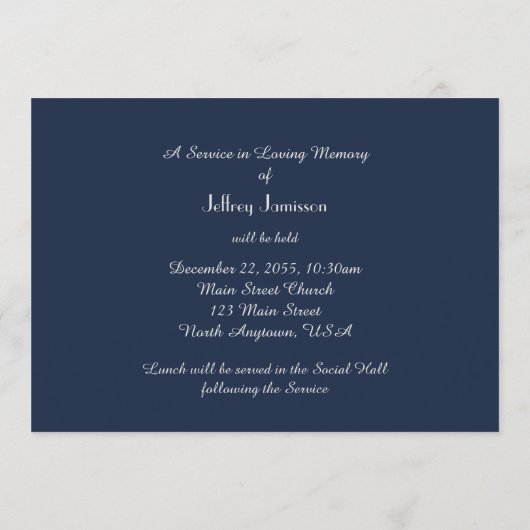 Memorial Service Oude Houten Kruis uitnodiging (Achterkant)