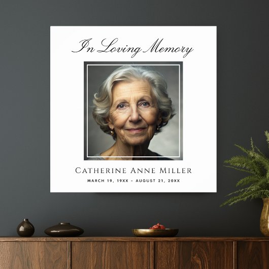 Memorial Service Photo Funeral Tribute Square Poster