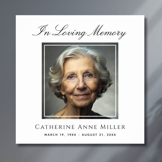 Memorial Service Photo Funeral Tribute Square Poster